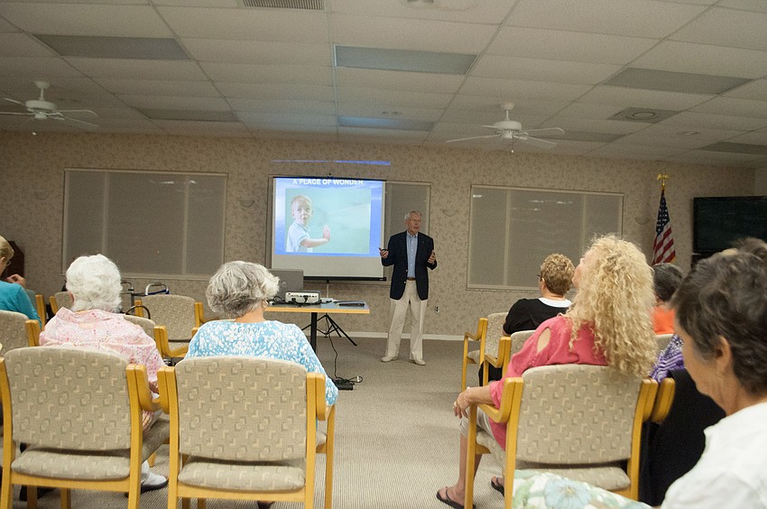 Joe Mathis, a 14 - year volunteer of Mote Aquarium, spoke to the Garden Club about research and programs.