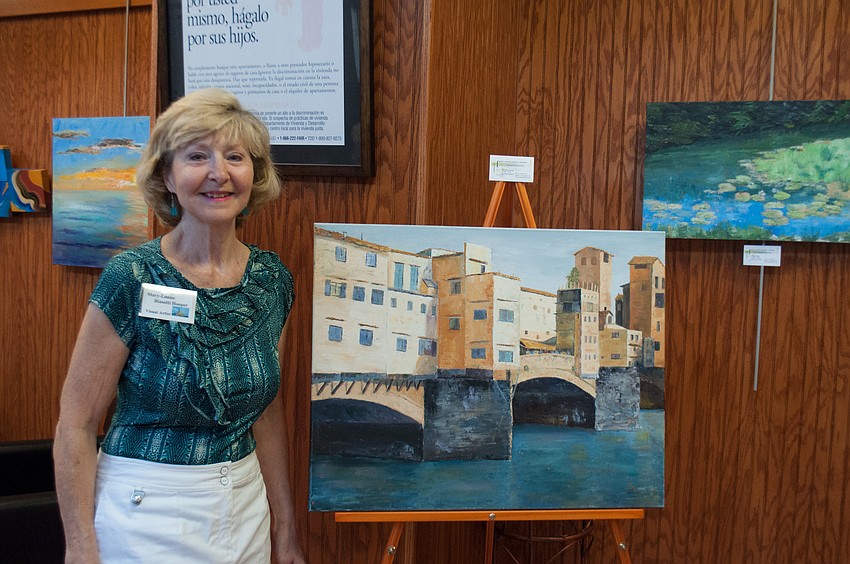 Dr. Mary â€“ Louise Biasotti Hooper does palette knife oil paintings of her travels.