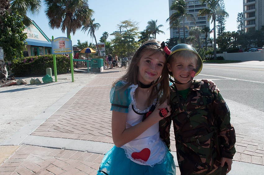 Makenzie Huddleston dressed as Alice in Wonderland and Mason Evans was a soldier.