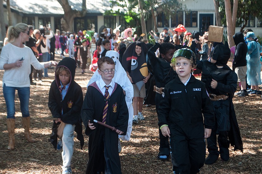 Children paraded around the schools campus.