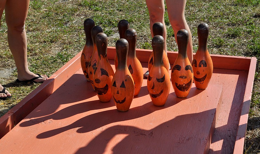 Guests tried their luck at pumpkin bowling