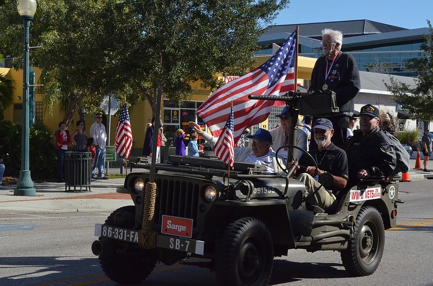 WWII Vets drove in an old army jeep for the parade.