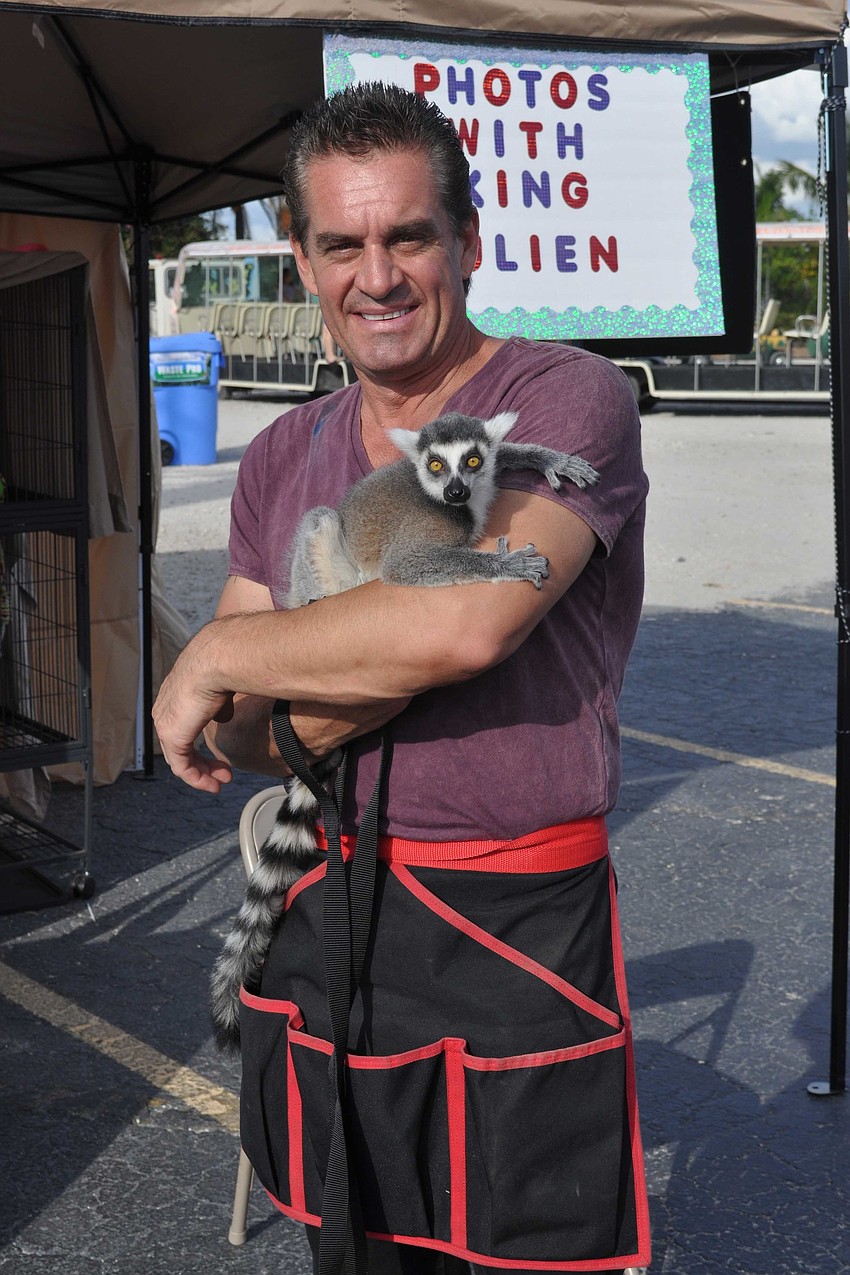Ian Garden with his ring-tailed lemur from Madagascar