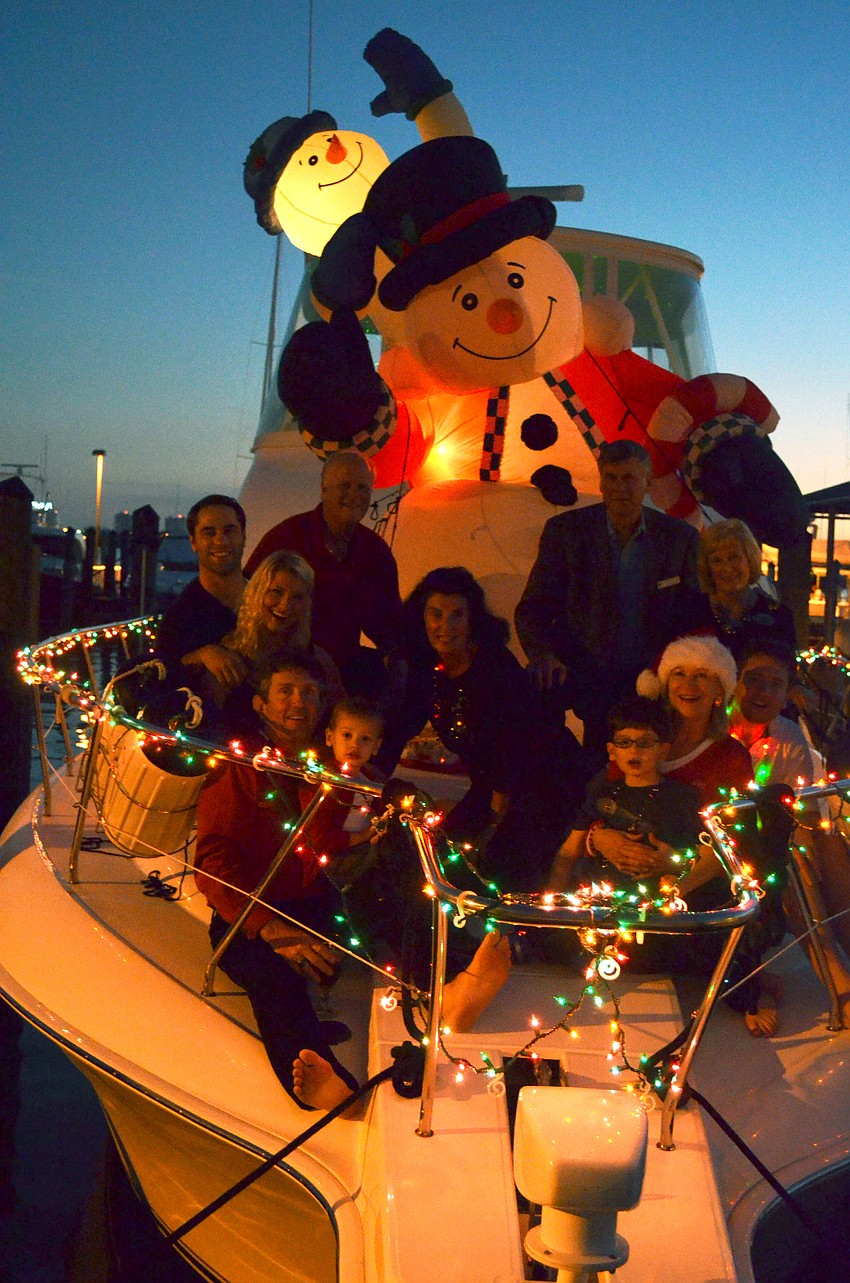 Frank and Sharon Wright enjoy the evening with family and friends on their yacht, Non Stop.