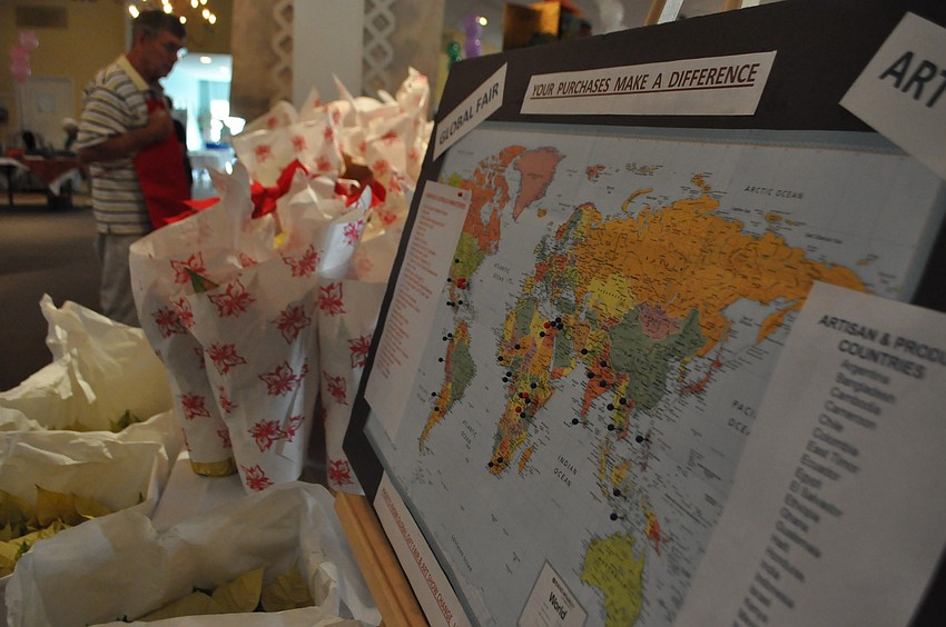 Poinsettias were sold at the Global Fair and Art Show.