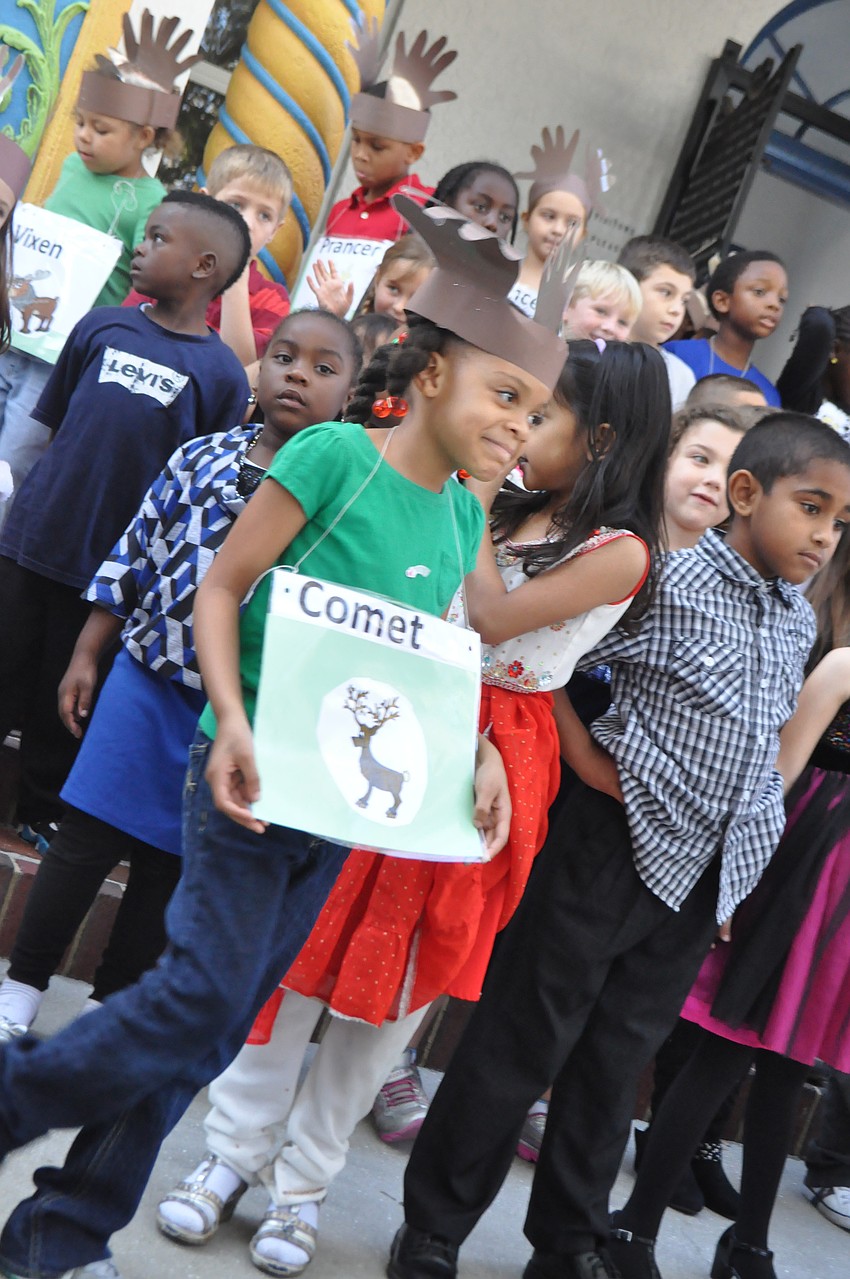 Aaliyah Mitchell-Davis and her class sang Rudolph the Red Nosed Reindeer. She played Comet.