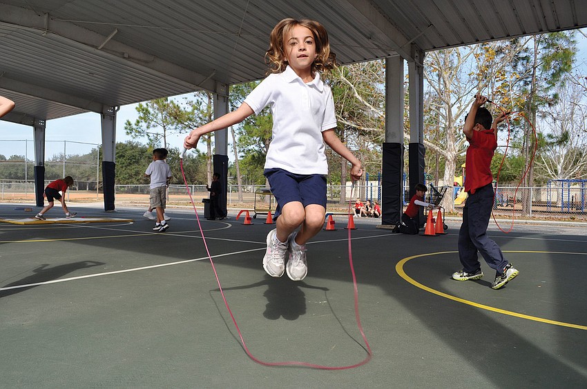 Braden River Elementary's Josie Kolbe helped raise $3,000, during the Schools Jump Rope for Heart Feb. 2-8. Published Feb. 7, 2012.