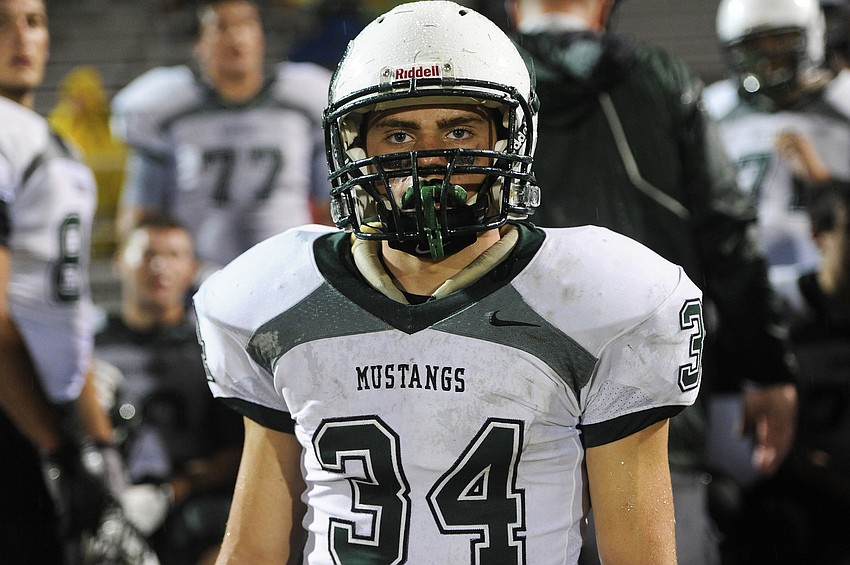 Sophomore Eric Kahoun plays linebacker for the Mustangs.