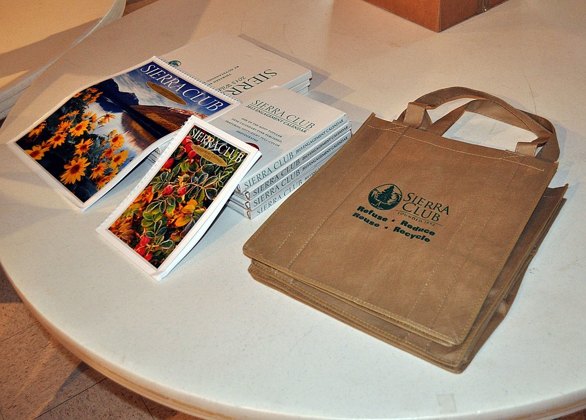 Sierra Club books and reusable tote bags were on display at the Sierra Club meeting Thursday, Oct. 11.