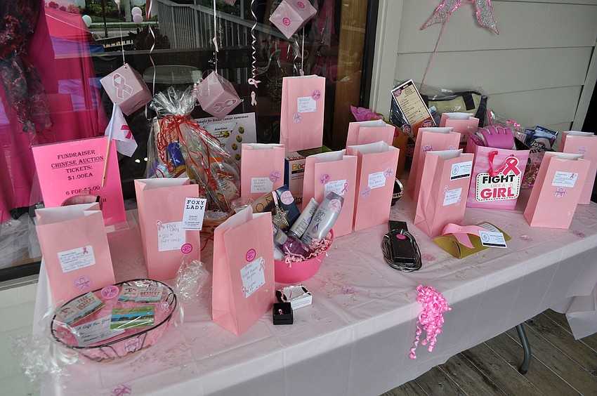 There were tons of items in the Chinese auction at the Martinis and Makeovers event at Foxy Lady and Sassy Hair Salon on Siesta Key.