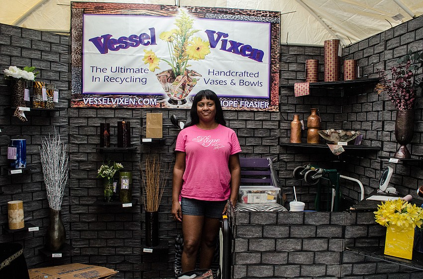 Hope Frasier creates all of her home dÃ©cor artwork from recycled materials.