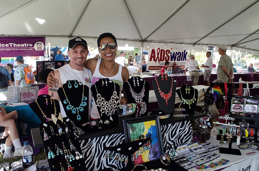 Andrew and Sasha Sitino sold jewelry and knick knacks from their stage performers boutique 6S in St. Petersburg. â€œEveryone is equal, everyone deserves equality, love is love,â€ Andrew said.