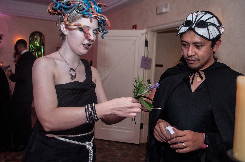 Jessica and Chad Tady collected herbs in the violet room which wards of evil air. Each room was differently themed just like in the story.