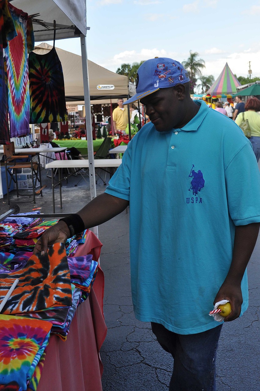 Simeon Morris browsed for a tie-dyed t-shirt.