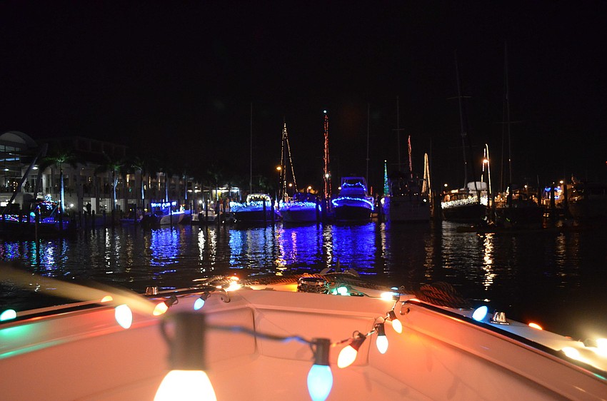 One hundred eight boats lit up the marina.