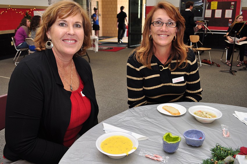 Susan Minner and Linda Applegate enjoyed soup.