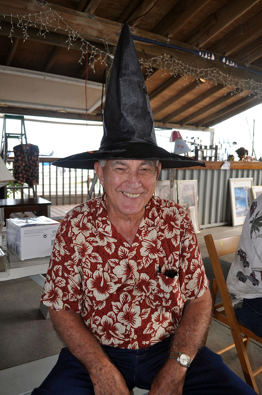 Jack Ray modeled a witch hat during the Sarasota Sailing Squadronâ€™s Oct. 6 rummage sale to benefit the youth sailing program.