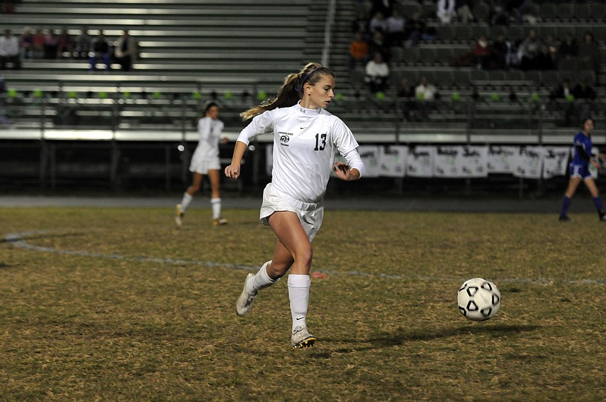 Lakewood Ranch forward Tyler Gordon scored the Lady Mustangs final goal of the night.