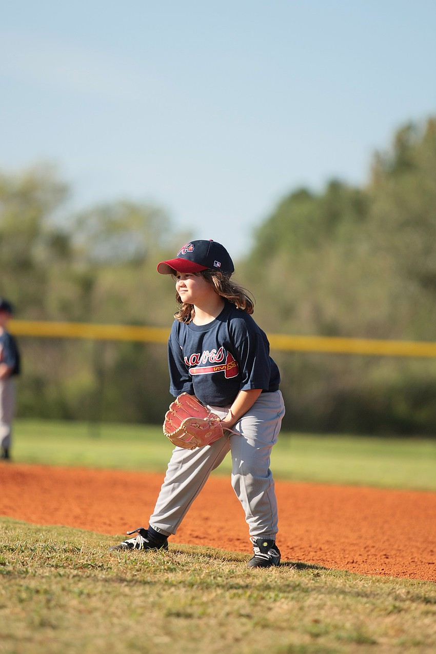 Emily Marrero couldnâ€™t wait to take the field for the Braves T-ball team.