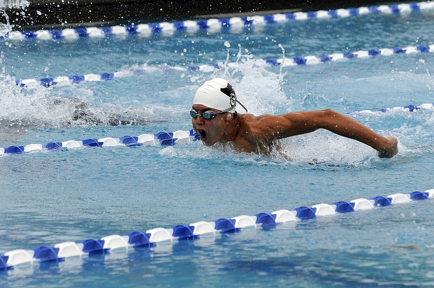Braden River sophomore Matthew Alfonso races down the lane in the 200 IM.