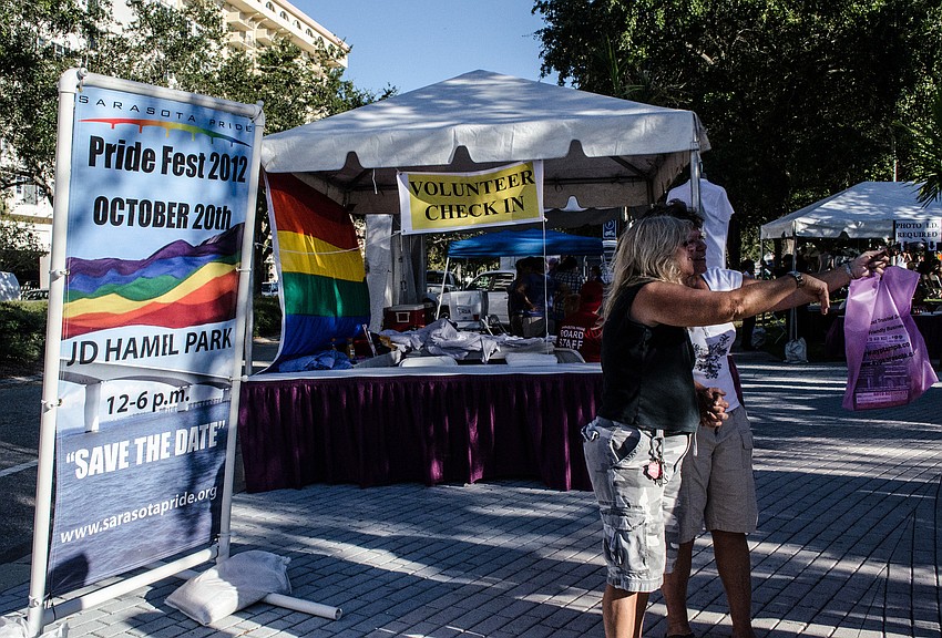 Festivalgoers posed for photos during Pride Fest 2012.