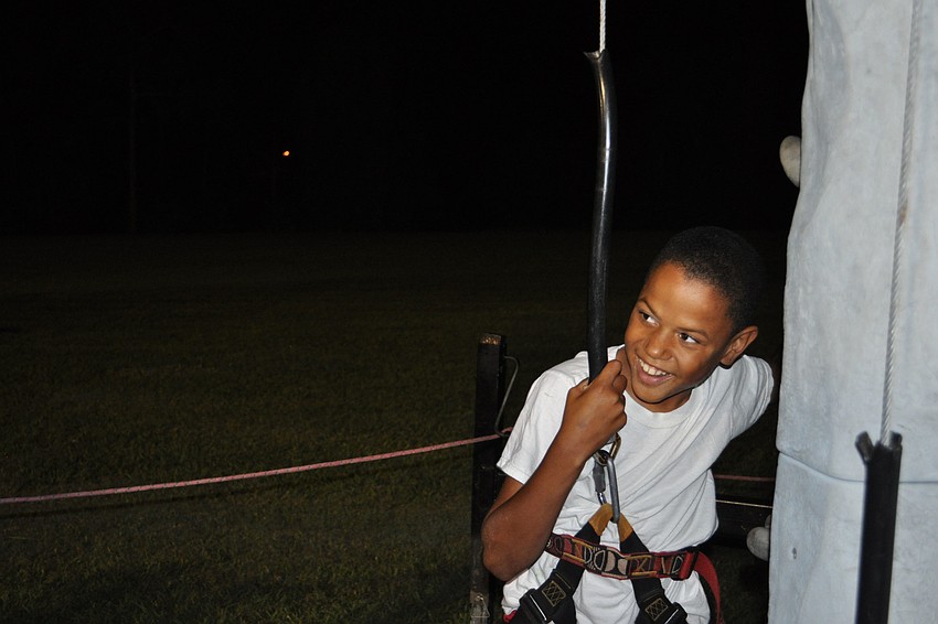 Deontrae Gardner finished a rock-climbing attempt.