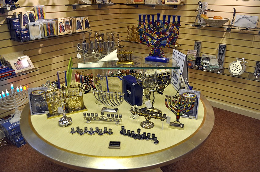 Hanukkah menorahs were on display.