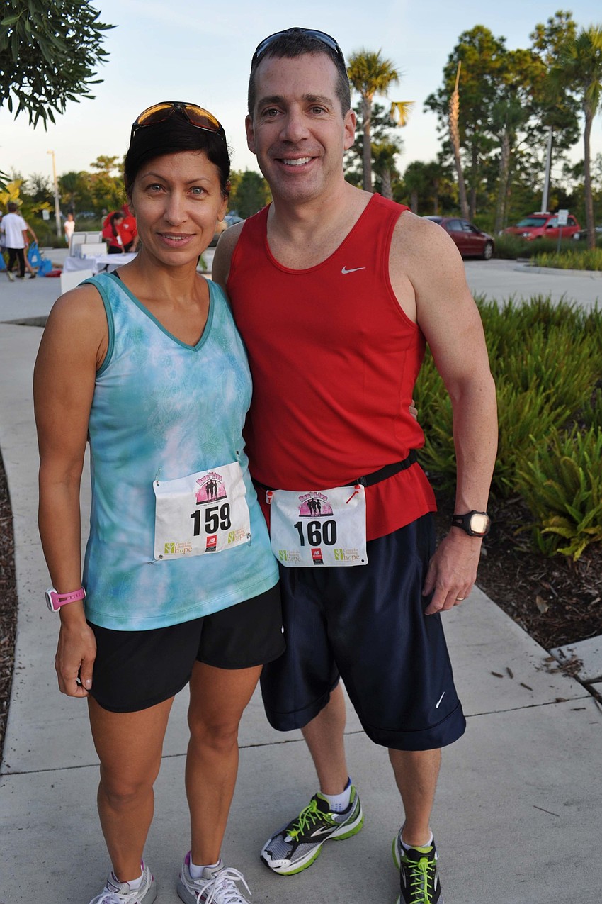 Katina and Ken Shanahan ran together.