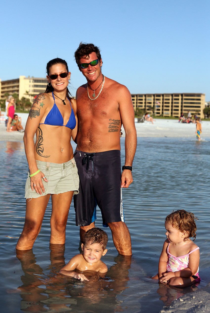 Andrea Behr and James Hilbert with Hilbertâ€™s kids, Aiden, 3, and Juliette, 1 Â½ .