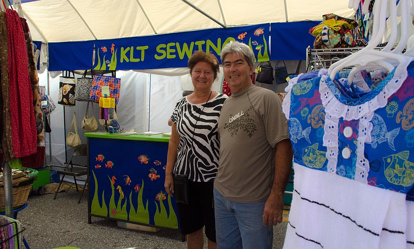 Bill and Kathy Toledo have been sewing for five years. They sold hand-sewn items such as dress towels and purses.