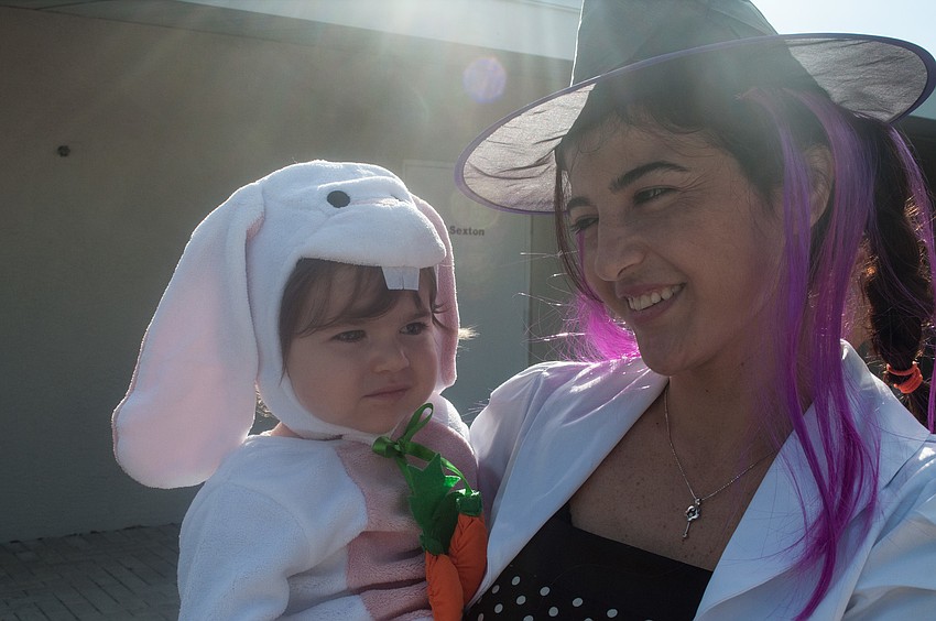 Nidale Giraud holds her daughter Caroline.