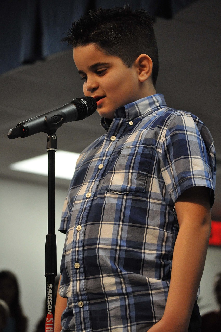Maleek Allan didnâ€™t show any nervousness as he performed his speaking role during Bashaw's patriotic performance.