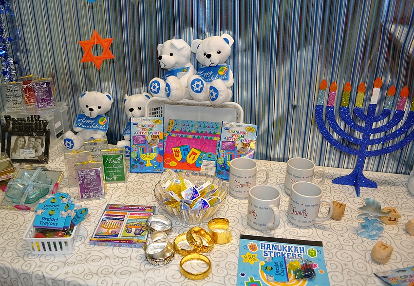 The Holiday House included a table with Hanukah themed gifts.