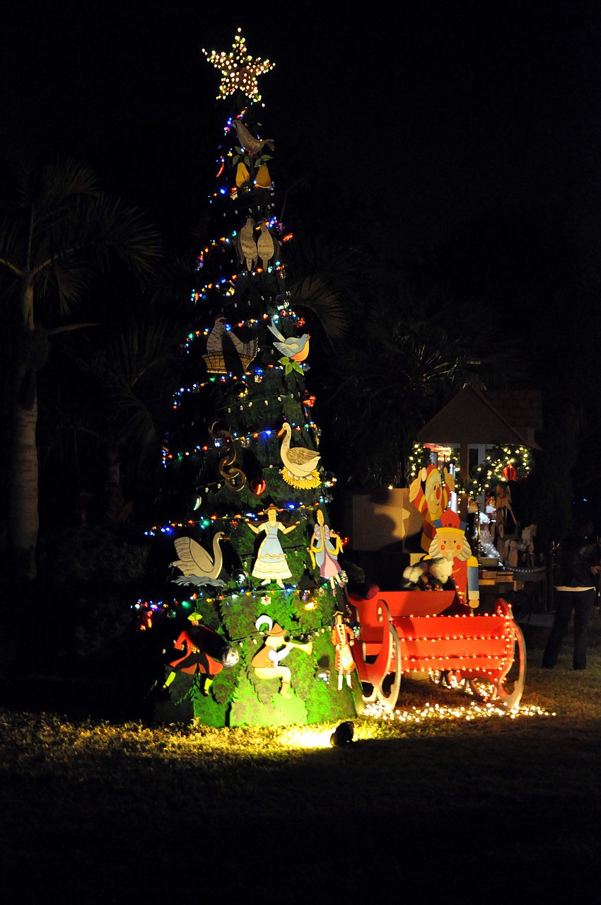 A very festive Twelve Days of Christmas tree was on display by Toyland.