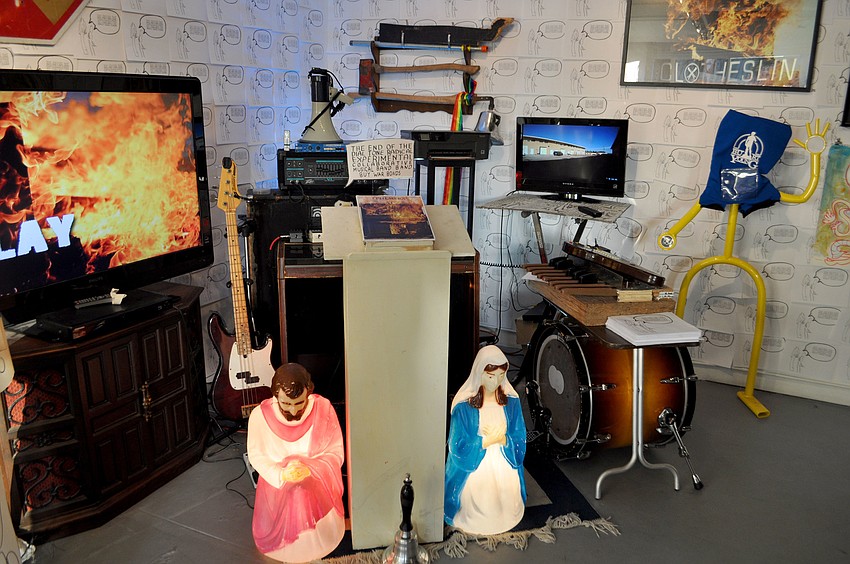 Instruments and stage props used in live performances were on display.