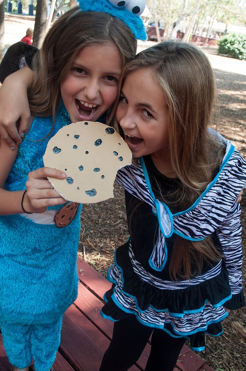 Elle LaClair dressed as the Cookie Monster and Angelina Spina came as a zebra.