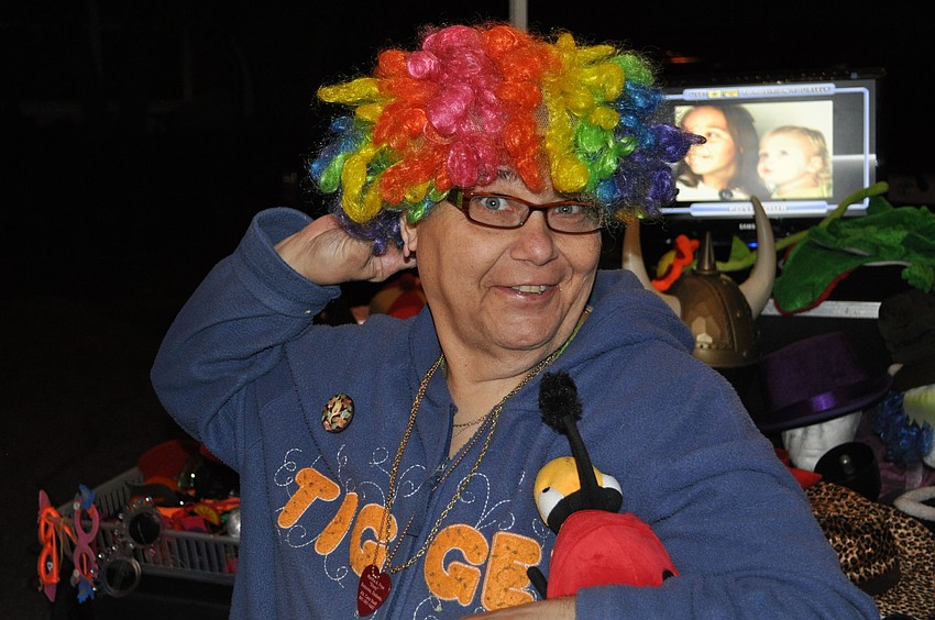 Sissy Frye showed off her clown wig.