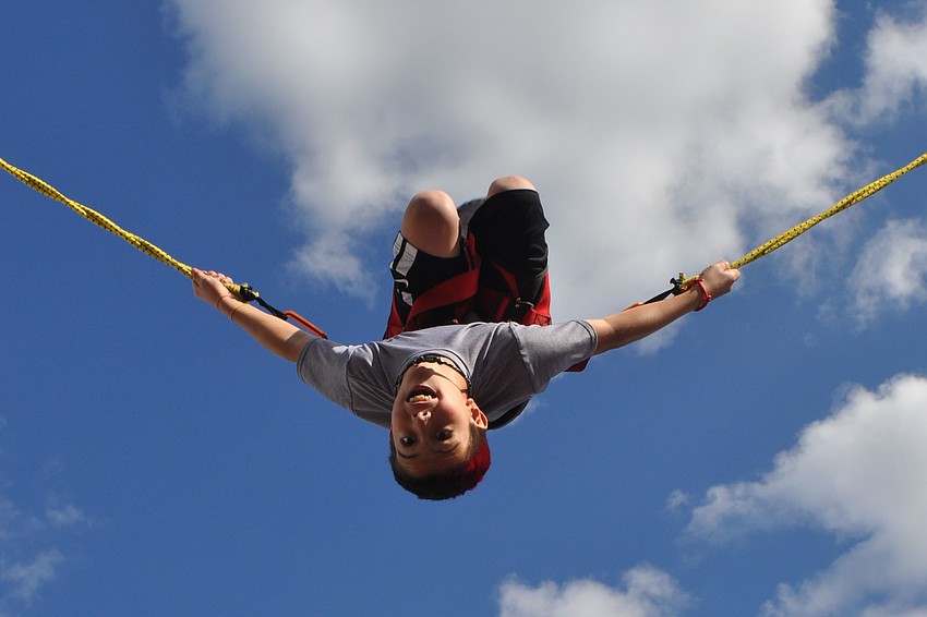 Connor Losada soared on the bungee jump.
