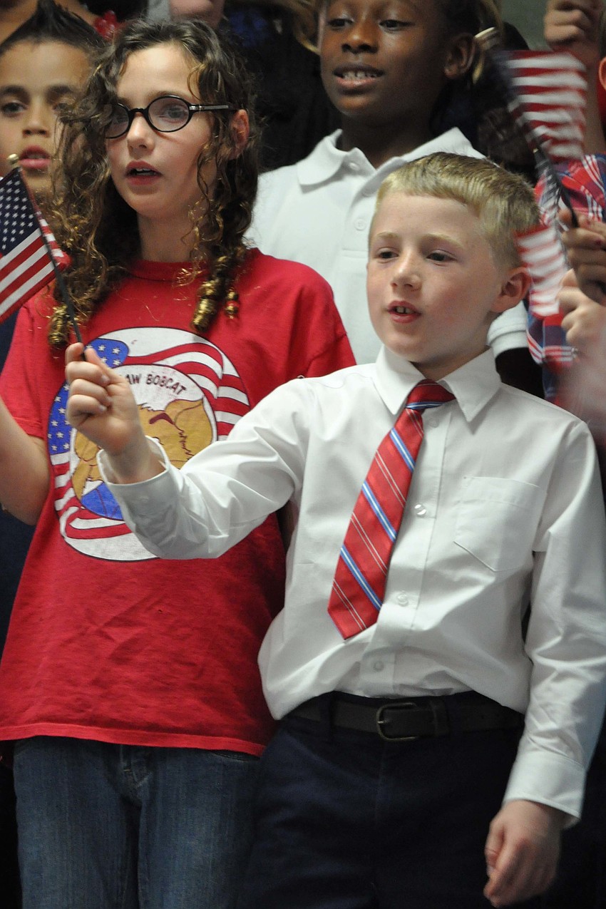 Cody Carter waved his American flag proudly.