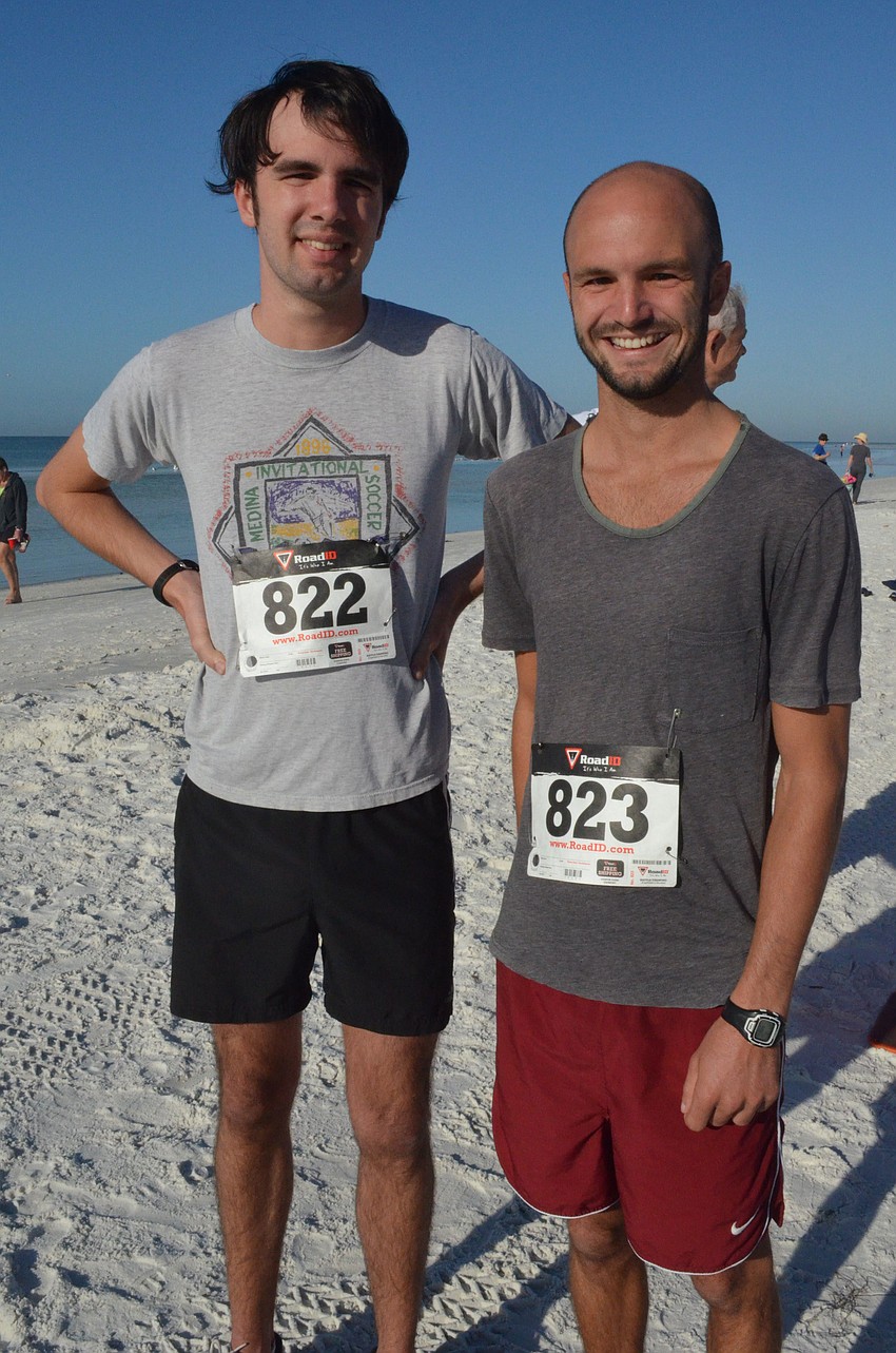 Brothers Brady and Dustin Miller get ready for the run.