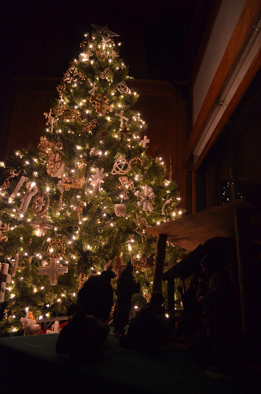 Parish members sang Silent Night when they lit up the tree.
