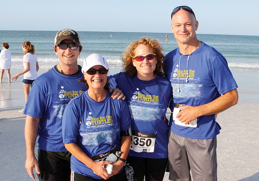 Drew Adkinson, Michele Schenk and Cathy and Dave McCabe laced up for Mote Marine Laboratoryâ€™s 26th Run for the Turtles April 7, on Siesta Public Beach.