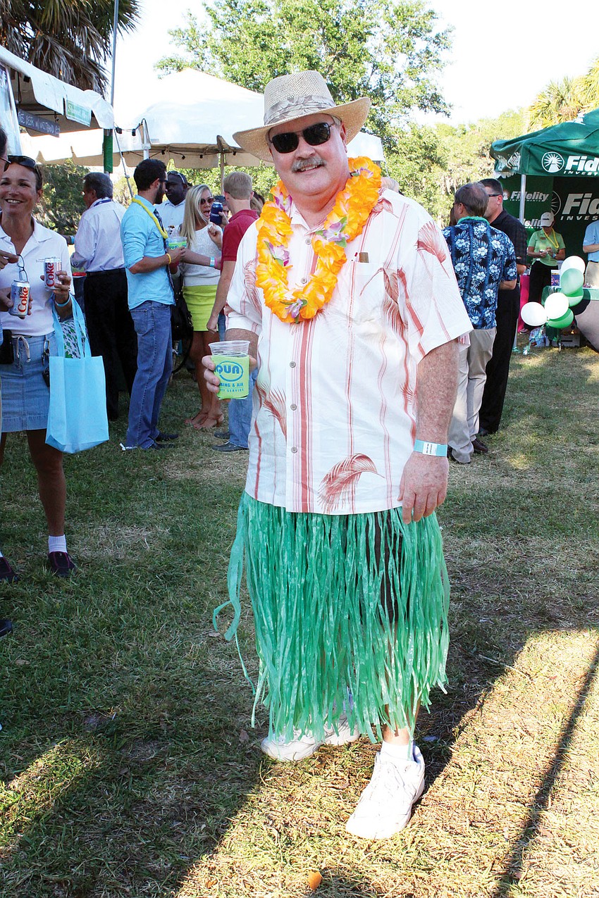 Joe Brachle donned a grass skirt at the Hob Nob.