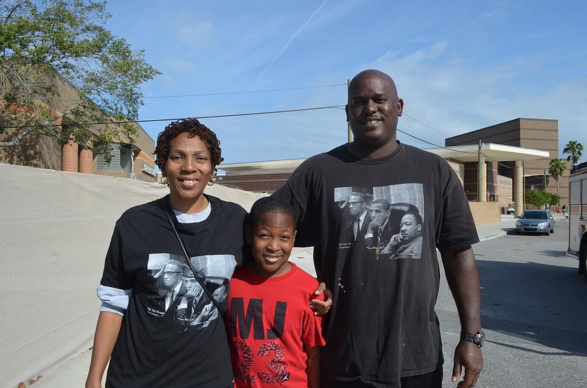 Marilyn Williams with her nephew Eric Baldwin and husband Gregory.