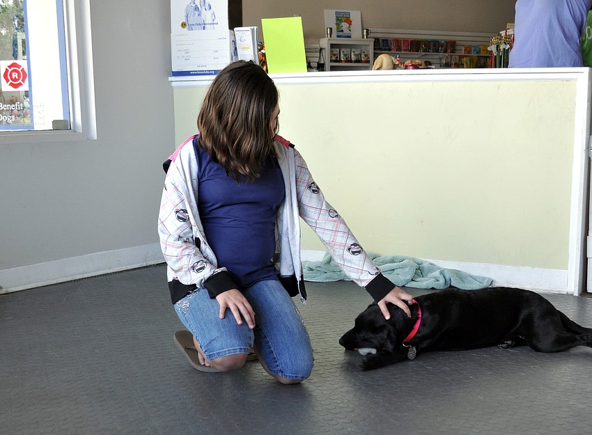 Kristen Raynor plays with Tangerine.