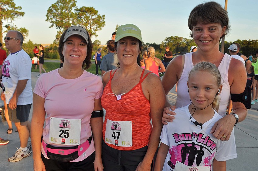 Sue Gates and Lisa Redle waited for the race's start with Juliet and Karla Barnard.