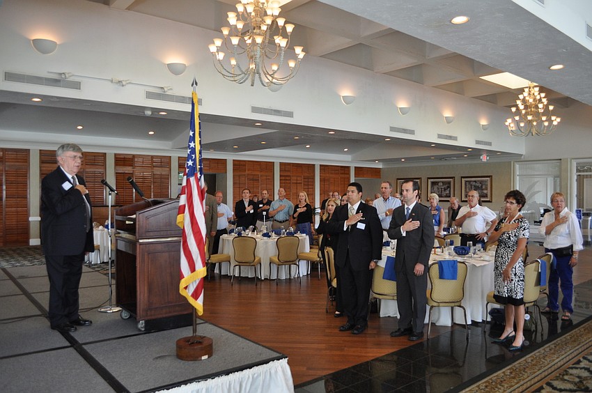 The Longboat Key Democratic Club said the Pledge of Allegiance Tuesday, October 9, at the Longboat Key Democratic Club luncheon at the Longboat Key Harbourside Dining Room.