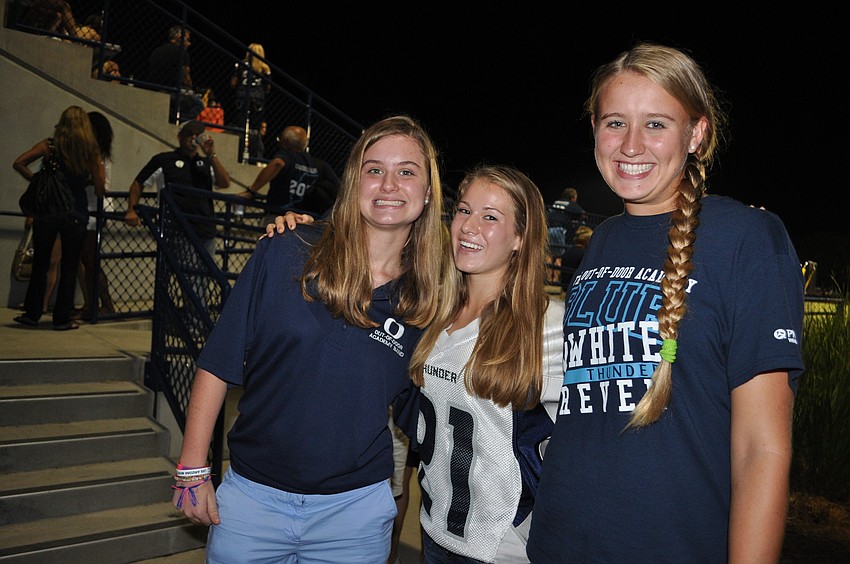 Jackie Olson, Annika Lange and Jade Bond had fun at the Homecoming Game Oct. 19.