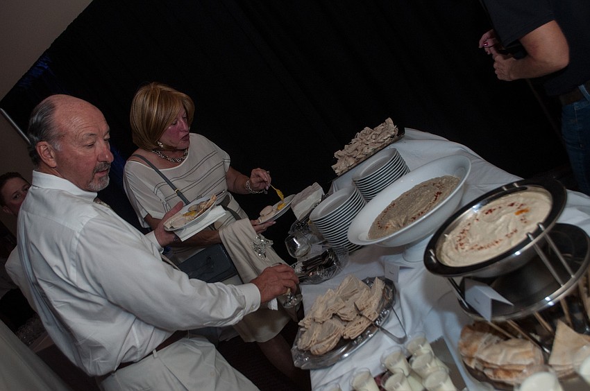 Sherry Lin and her husband Larry Hart enjoyed pita and hummus.