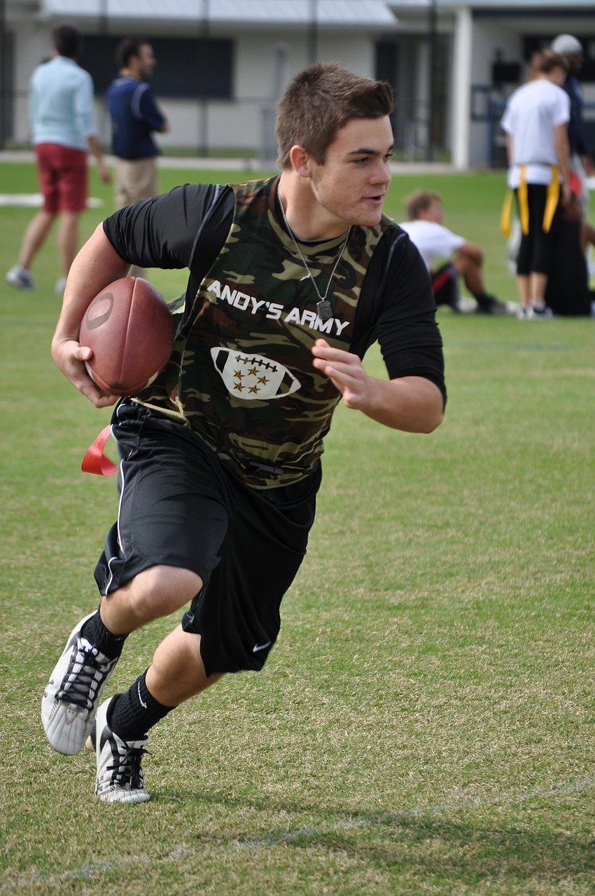 Julian Gardinier, who played quarterback for his team, proved to be a fierce competitor.